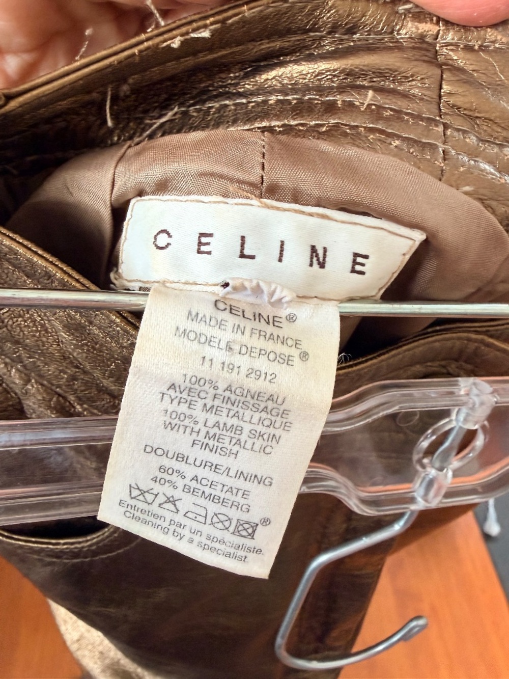 Celine Métallique Finish Lamb Skin Pants in Bronze Size 38 - Picture 9 of 9